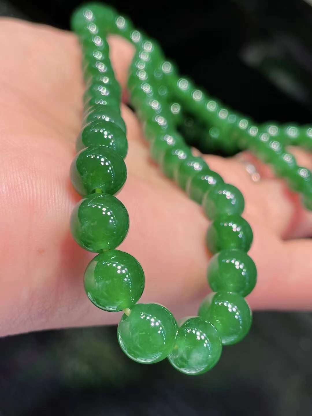 Genuine Jadeite Jade 72 Beads Necklace