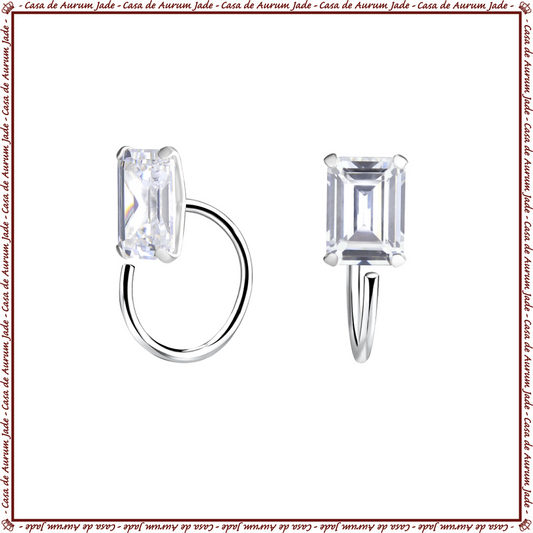 Emerald Cubic Zirconia Silver Ear Huggers